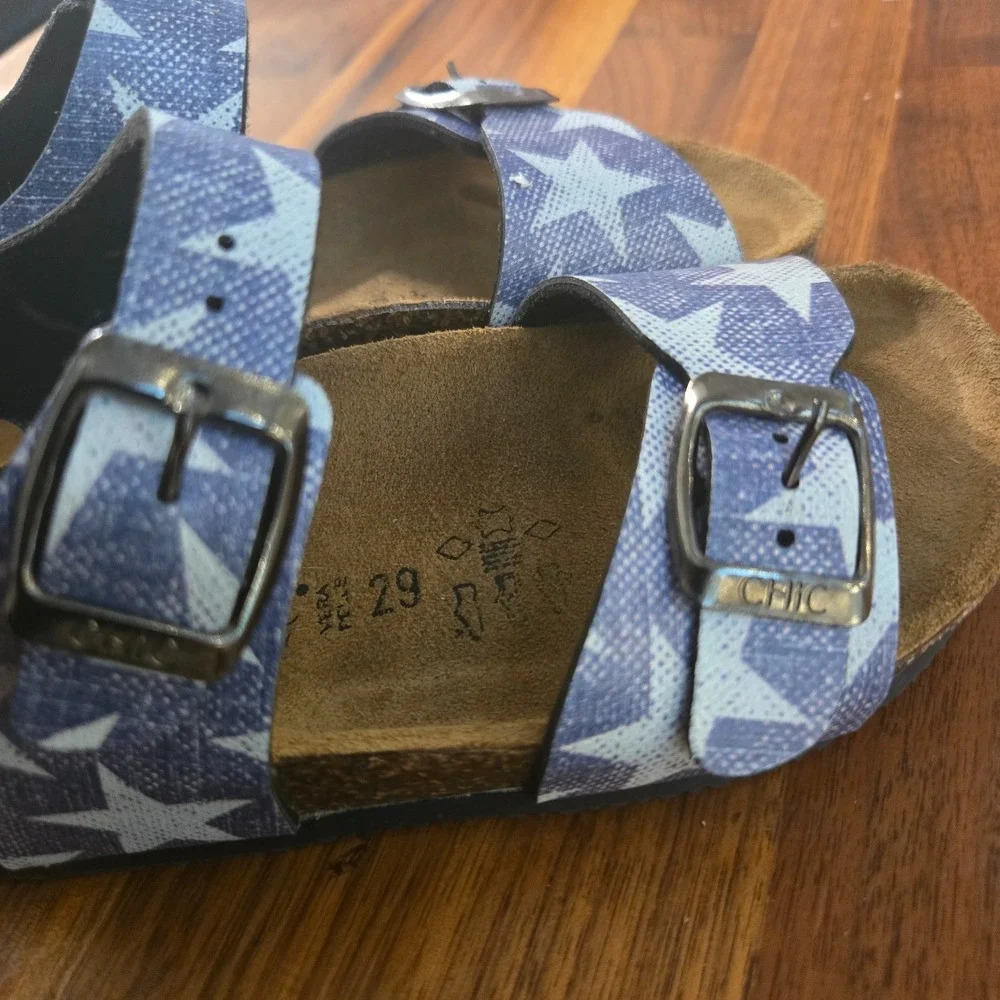 Biochic Vintage Stars Blue Slide Sandals‎ Size 29/ US 11C Beach Strappy American